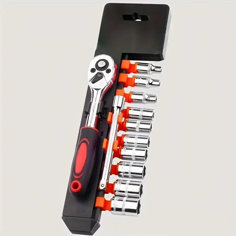 12pcs Bicycle Repair Wrench Set 1/4'' 1/2'' Universal Automotive Tool Plastic Handle Multiscrew Carbon Steel CRV OEM