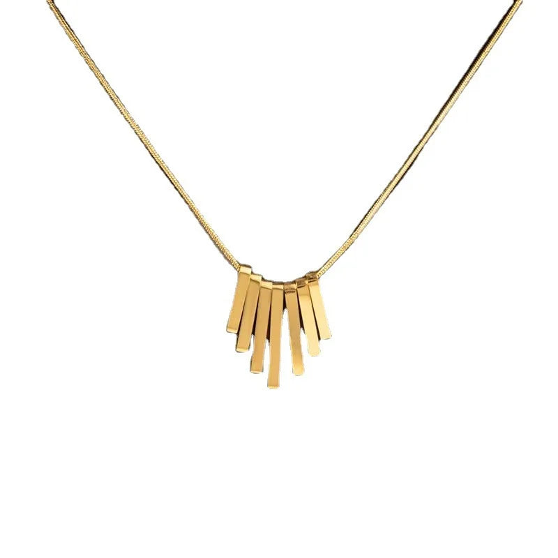 Colares Inoxidavel Original Geometric Fan Shaped Gold Plated Necklace Ladies Collar Trendy Creative Stainless Steel Necklace