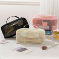 New Portable Large ToiletryToiletry Bag Travel Black Zipper Pouch Makeup Bag Trendy Mesh Cosmetic Bags