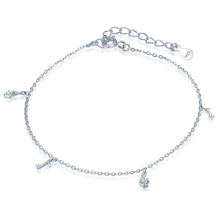 Fashion 925 Sterling Silver Foot Jewelry Cat Charm Anklets for Ladies