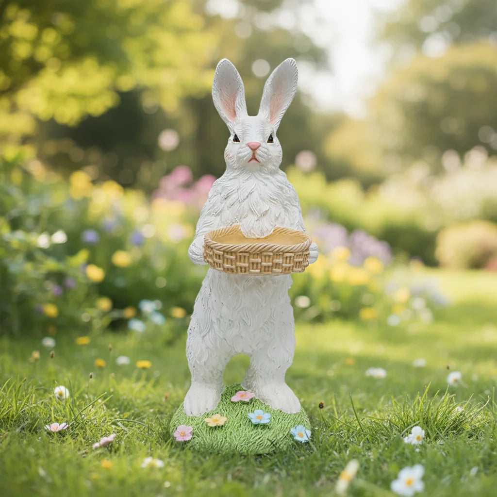 Easter Resin Modern Transparent Gold Decorative Bunny with Bow Figurine