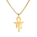 Hot Item Egyptian Hieroglyphics Jewelry Non Tarnish Stainless Steel Necklace Cross Pendant Necklace Gifts for Women Men