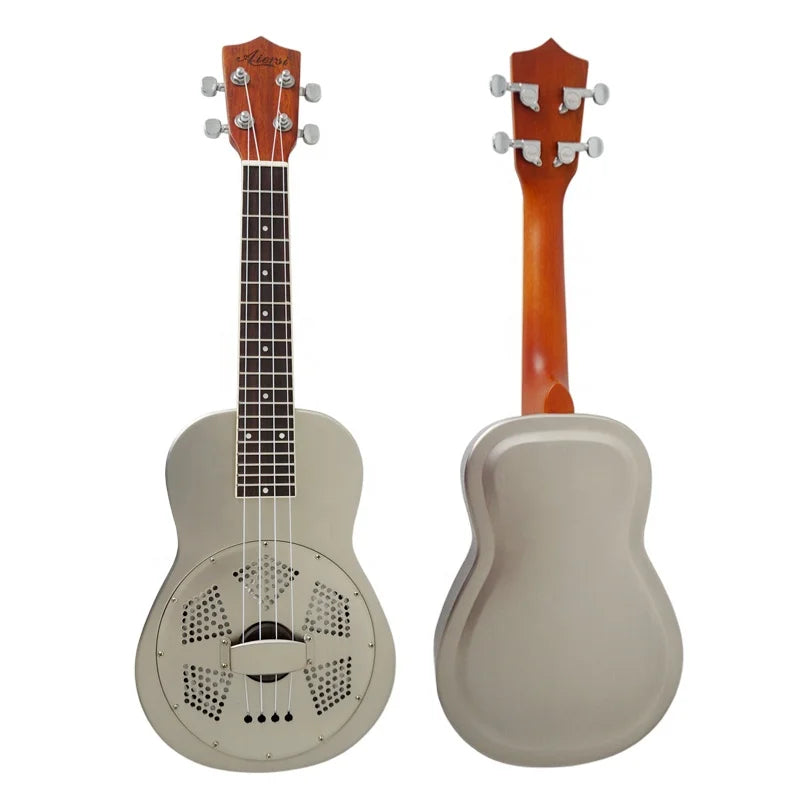 Aiersi Brand  Concert Size 24 Inch  Matt Finish  Brass Body Resonator Ukulele Hawaii Ukelele at Cheap Price String Instrument