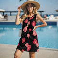 Custom Hawaii Anthurium Leaf Print Summer High-quality comfort Loose Vest Beach Dresses Women's Sleeveless Dress