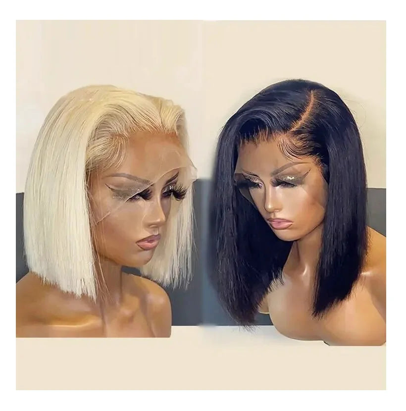 Cheap 613 Blonde Colored Bob Wig Raw Indian Virgin Hair Wig Transparent Frontal Full 13x4 Lace Wigs Human Hair Lace Front