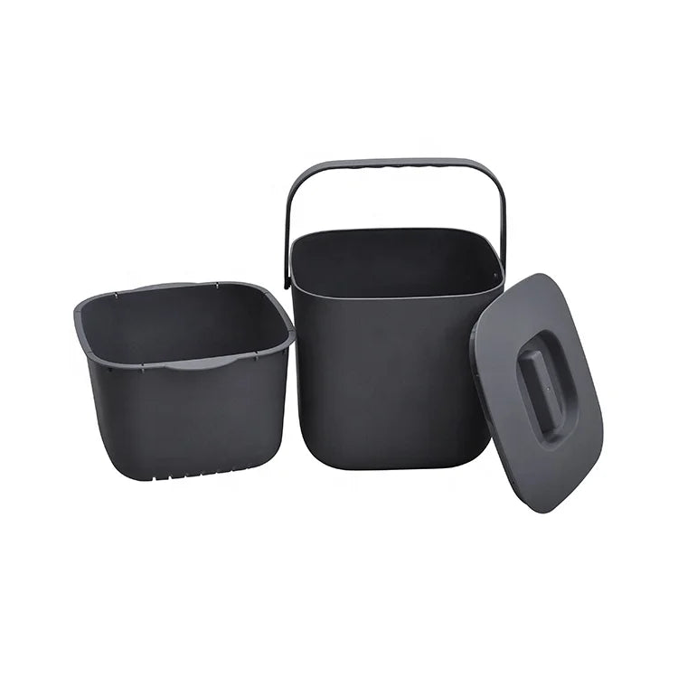 4L Small Premium Dual Layer Plastic Standard Kitchen Waste Bin Countertop Compost Bin for Kitchen Countertop Dullrout Compost