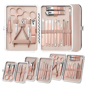 7/10/12/16/18pcs Manicure Set Pedicure Kit Womens Nail Clippers Set Professional Beauty Grooming Care Tools with Travel Case