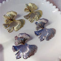 Wholesale Korean Temperament Accessories Premium Gold Silver Earrings Exaggerated Double Leaf Earrings Gifts for Women