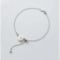 White Daisy Flower Shape Statement Adjustable Chain Hand Charm CZ 925 Sterling Silver Bracelets Fashion Jewelry for Women