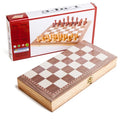 30x30cm 3-in-1 Multifunctional Wooden Chess Set Folding Chessboard Game Travel Games Chess Checkers Draughts and Backgammon Set