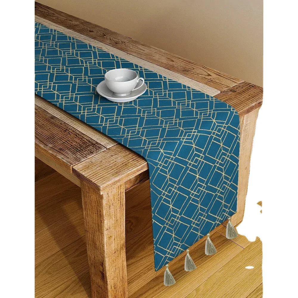 Manufacturer Fall Plain Color Fashion Overlength Luxury Linen Rectangle Sequin Table Runner for Wedding Reception