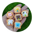 Food Theme Resin Flatback Cabochons Cartoon Animals Duck Pig Dog Bear Rabbit Bread Toast Beads for Phone Case Scrapbook Decor