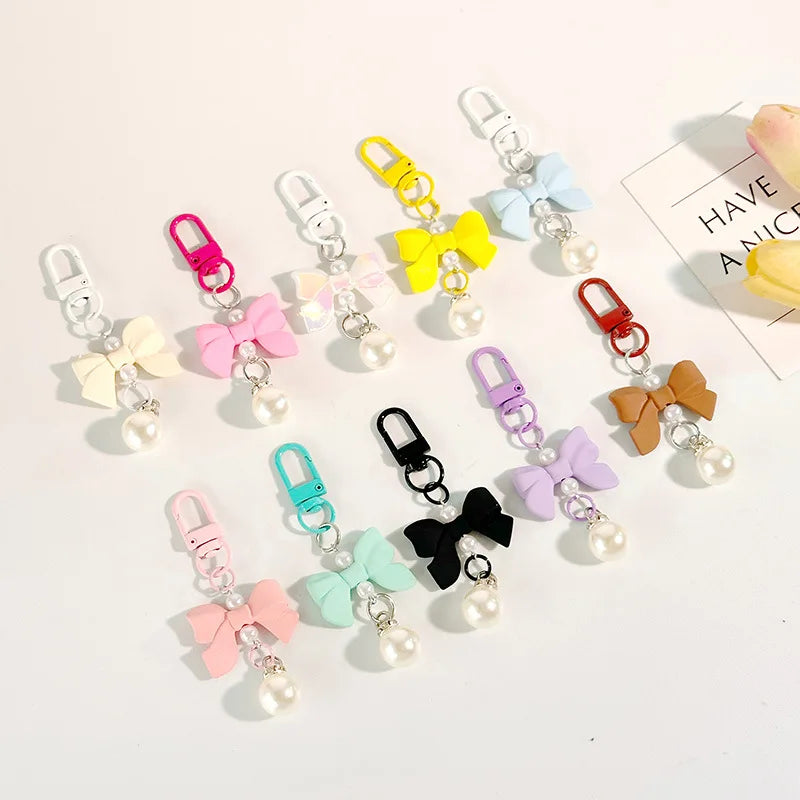 New Bow Candy-colored Pendant Mobile Phone Accessory Headphone Case Hanging Keychain Pendant