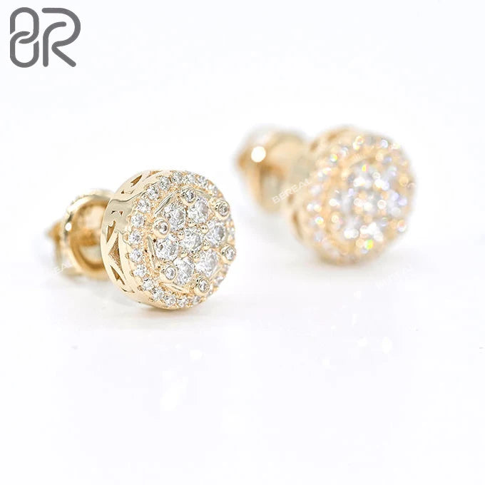 Fine Jewelry Solid Gold 10K 14K 18K Vvs Moissanite Stud Earrings Pass Diamond Tester Diamond Flower Cluster Earring