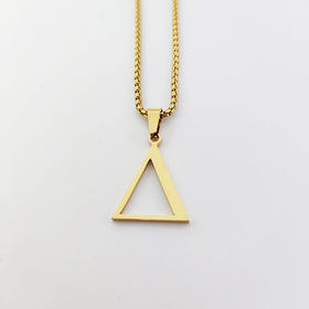 316L Stainless Steel Geometric Triangle Pendant Necklace Fashion Pyramid Delta Greek Letter Charm Necklace Jewelry Vendors
