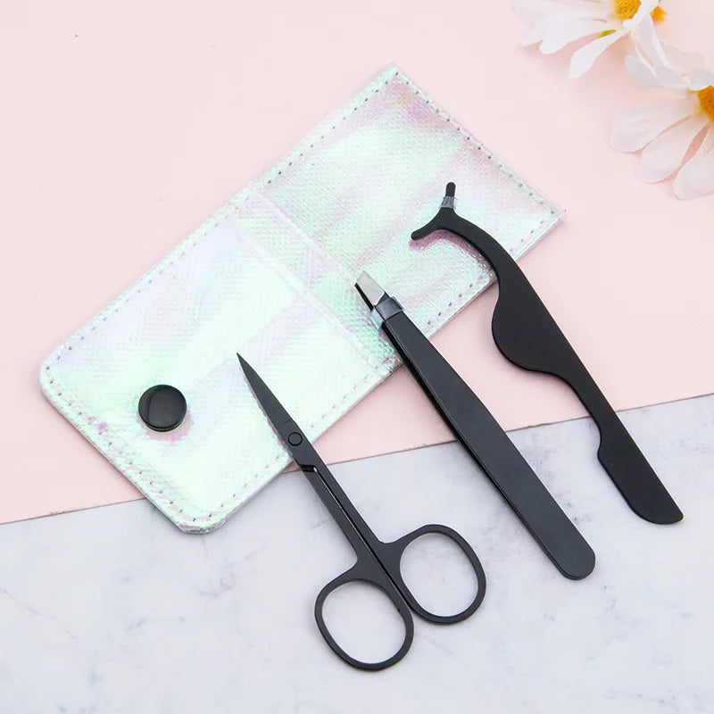 Stainless Steel Rose Gold pink Lash Applicators Set Customized logo Eyelash Tweezers Lash Tweezers Set