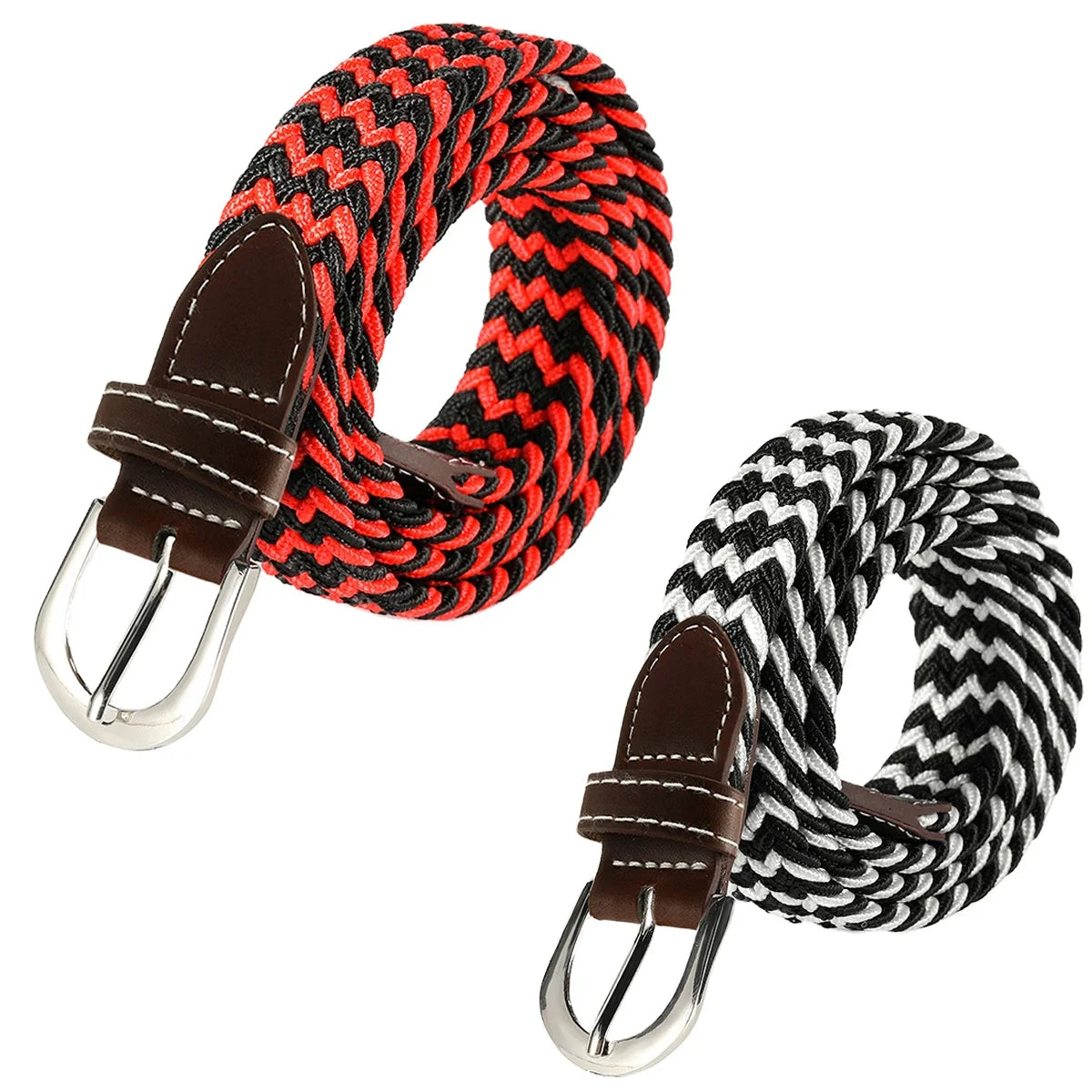 22 Colors 25mm Wide Women Skinny Woven Stretch Knitted Belt Casual Elastic Braided Belt 105 cm Long