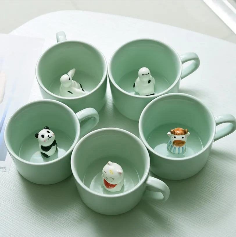 Handmade Creative Funny Cute White Porcelain Coffee 3D Mug Ceramic