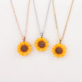 Gold Plated Stainless Steel Chain Resin Sunflower Pendant Necklace Daisy Flowers Pendant Necklace