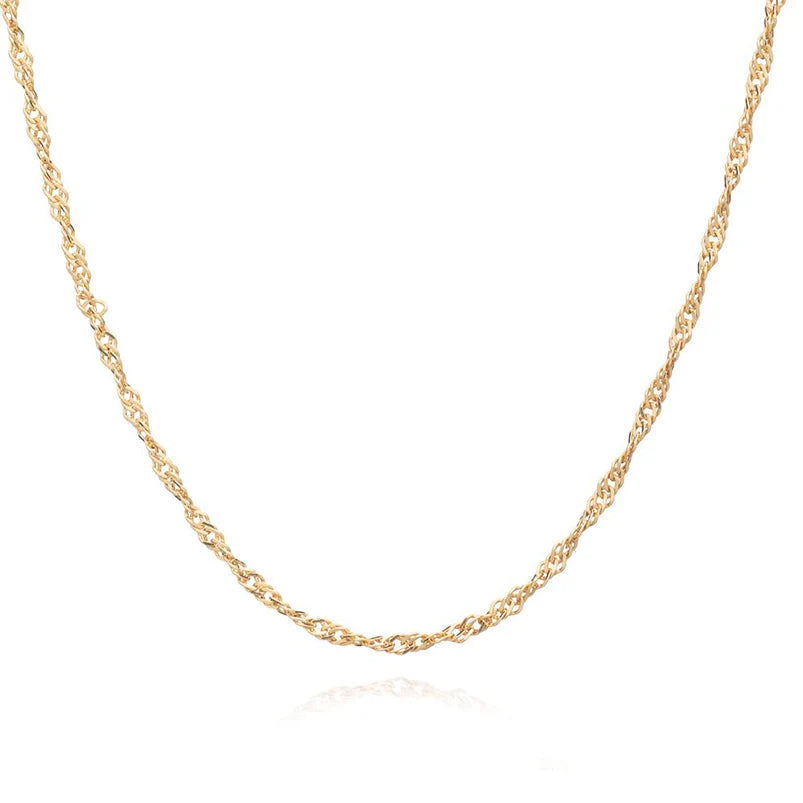 Gemnel Fashion 925 Silver Jewelry Popular Classic Singapore Wave Chain Women Necklace
