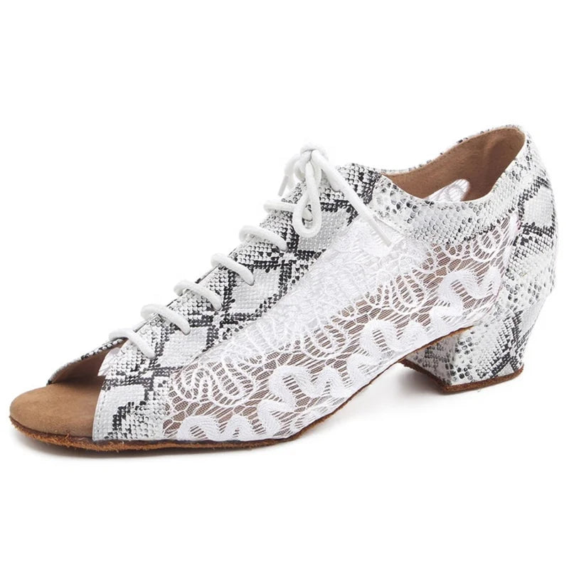 New Arrival Women's Soft Comfortable Ballroom Latin Salsa Dance Shoes White Teacher Practice Low Heel Suede Sole for Students