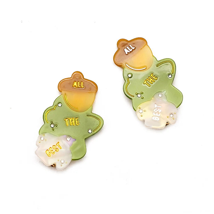CANYUAN Latest INS Style 6.3cm Green Tree Splicing Acetate Hair Claw Cute Cartoon Acorn Girl Hair Accessory Clip Wholesale Hair
