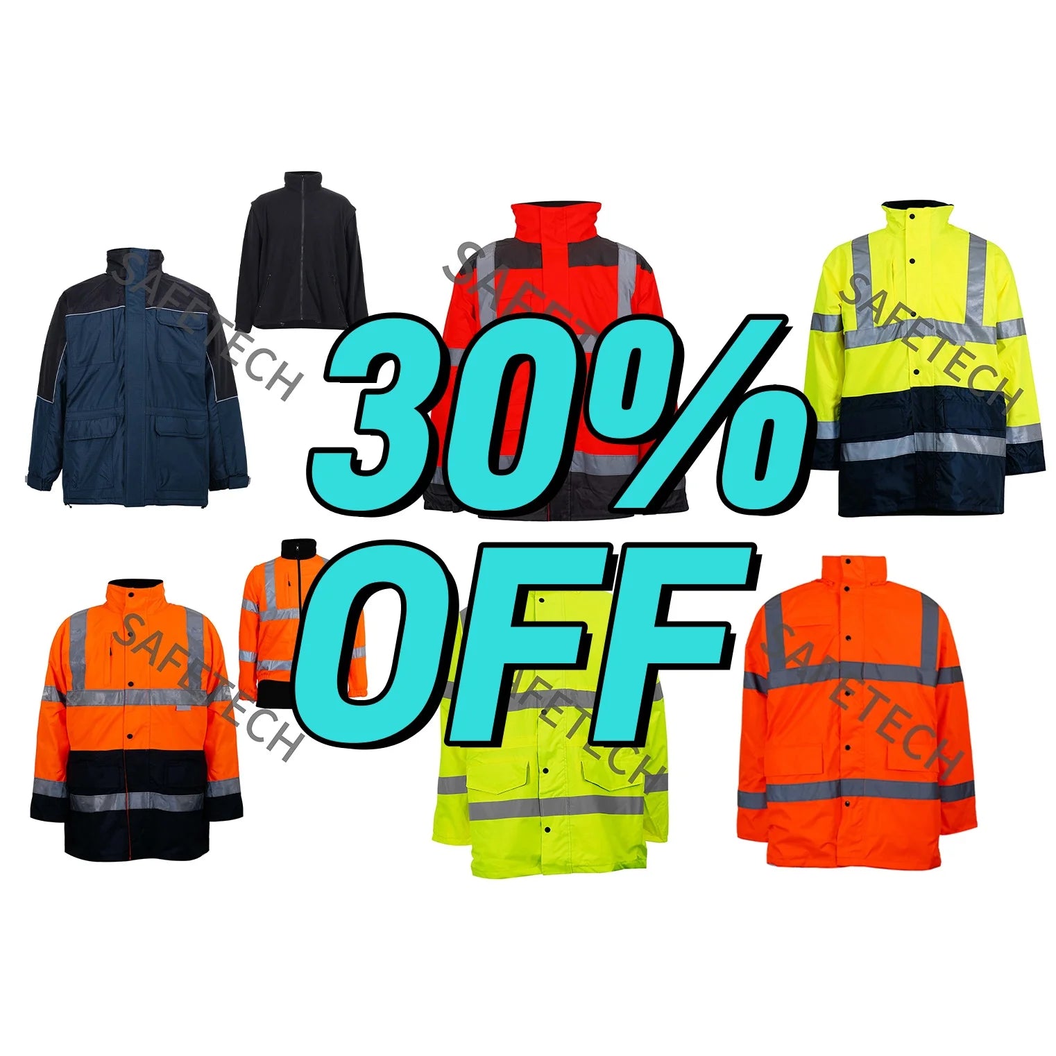 Stock Work Wear 30% Discount Hi Vis Workwear Reflective Yellow Suit Winter Jacket for Men