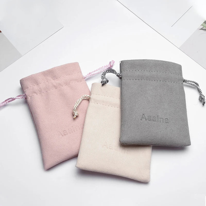 Custom Logo Exquisite Velvet Jewelry Bag Drawstring Pouch Small Storage Bag Jewellery Packaging Bags