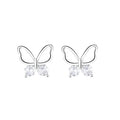 925 Sterling Silver  Small Butterfly Stud Earrings Female Niche Design Simple