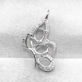 Sterling Silver 5*7mm Semi Mount Pendant Empty Frame Blank Support Setting S925 Base Holder Without Center Stone for DIY Inlay