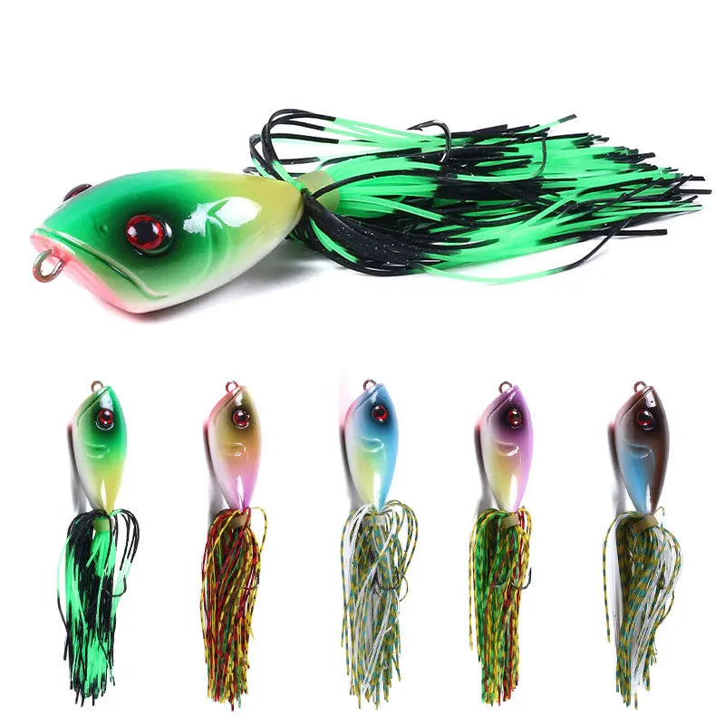 Wholesale FO034 10cm 10.5g Artificial Baits Lifelike Frog Fishing Lures with Long Skirts Tail