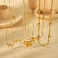 New Niche Design Stainless Steel Bow Necklace Fashionable and Versatile High-end 18k Gold Non-fading Pendant