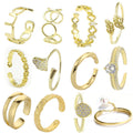 ZHILIAN Stacking Rings Chunky Jewelry Adjustable Open Peal Zircon Diamond Ring Gold Plated Fine Jewelry for Women