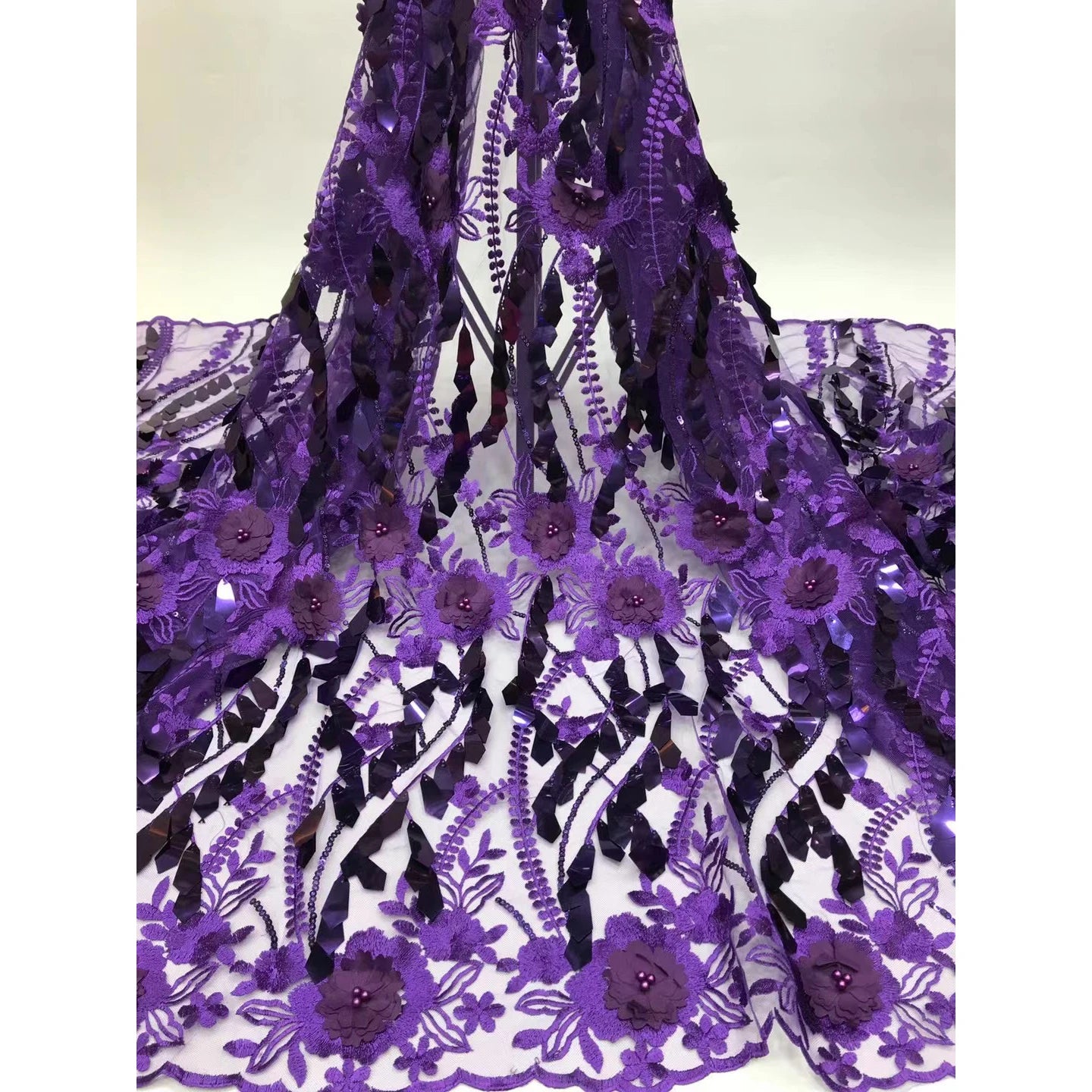 Three-dimensional Flower Fabric Hanging Piece Sequin Fabric Beaded Women's Dress Embroidered Fabric