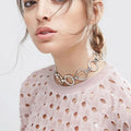 Y-20 Wholesale Short Necklace Women Neck Jewelry Fashion Simple Initial Hollow Connected Circle Choker