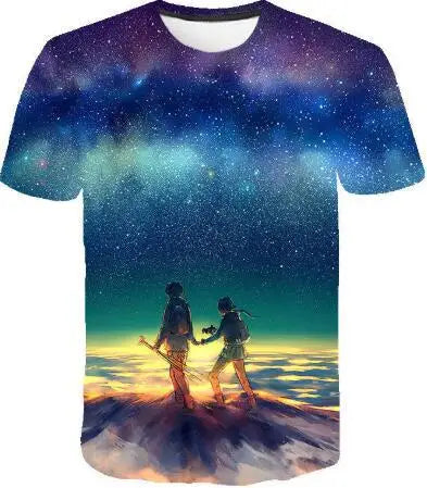 Evertop Oversized Anime Summer Cos Shirt 3D Printed T-Shirt for Men OEM ODM Sublimation Knitted Fabric