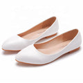 Ballet Flats Pointed Toe Comfortable Pu Leather White Casual Shoes Walking Style Slip on Dress Flats for Women