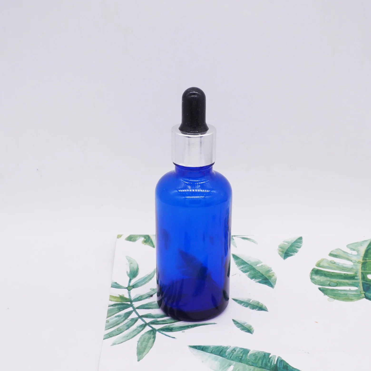 30ml 1oz Cobalt Blue Glass Tincture Bottle with Silver Dropper Lid