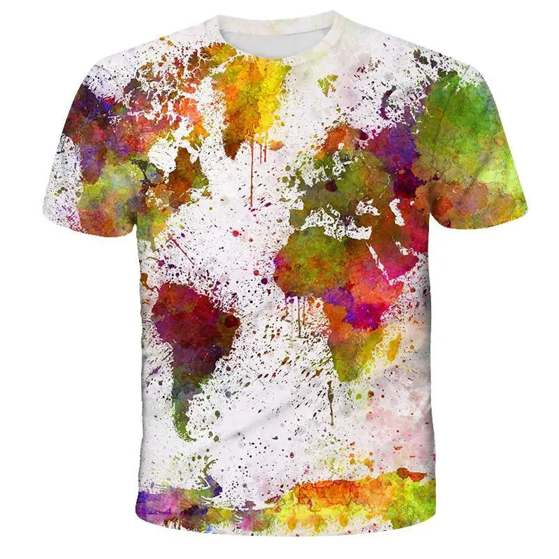 Fitspi Summer Men's Fashion Top 3d Digital Printed Graffiti Loose Short Sleeve T Shirt Dropshipping T-shirt Wholesale