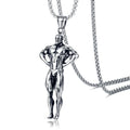 Fitness Humanoid Pendant Retro Necklace Sports Stainless Steel Muscle Men's Pendant Jewelry Customization