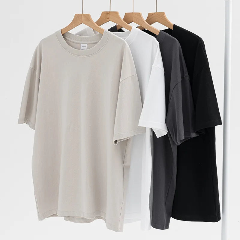 Premium 250GSM Heavyweight Cotton T Shirt Men Boxy Fit Oversized Blank Tee Custom White Label Streetwear T-Shirt