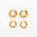 New Trendy Earring 18K Gold Plated Chunky Cuff Earrings Earrings Wholesale Stainless Steel for Women Geometric Flimming Setting