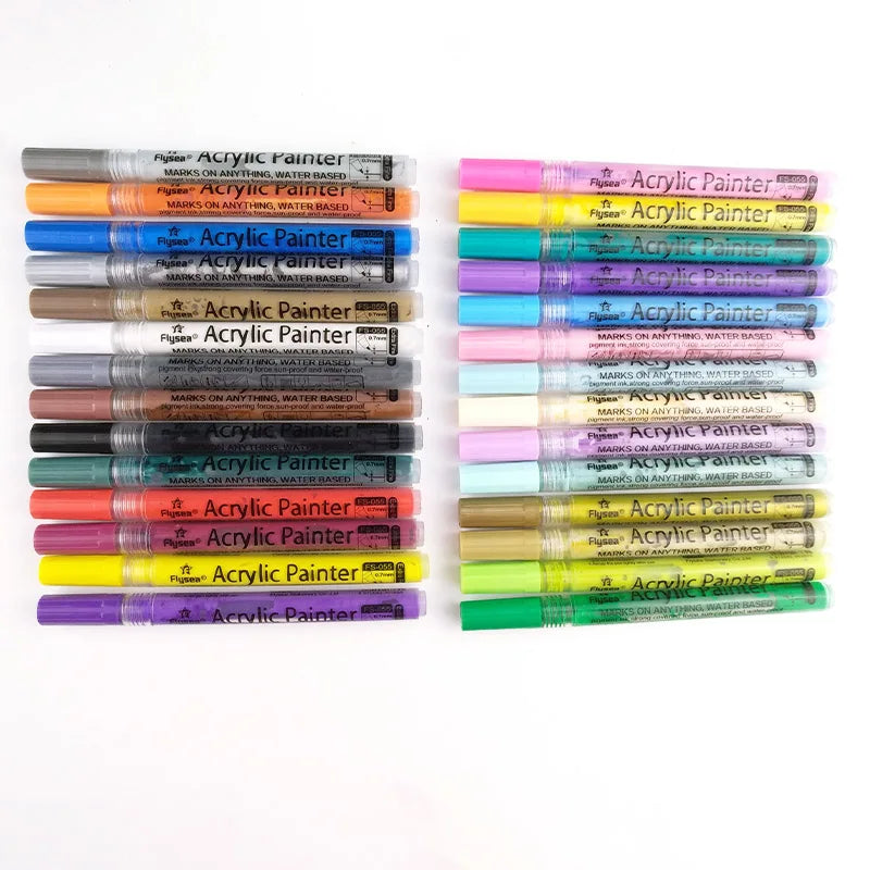 Flysea Acrylic Paint Pens for Rock Painting 28 Colors Paint Markers for Stone Rock Craft DIY Wood Slices Easter Egg Ceramic