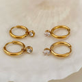 2 Designs Stainless Steel Shiny Cubic Zirconia Mini Hoop Earrings 18K Gold Plated Circle Huggies Earrings Women Trendy Jewelry