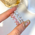 Sweetie Cool Stylish Jewelry Cute Pink Zircon Finger Rings for Women Girls Pink Heart Shape S925 Sterling Silver Ring