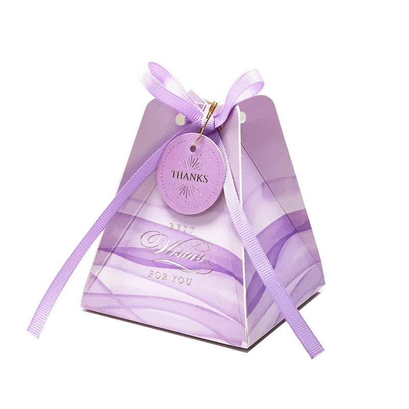 Creative Blue Candy Packaging Box for Weddings Handmade Gift Wrapping with Gold Foil Print Small Paperboard Boxes