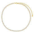 Factory Wholesale Elegant 18K Gold Plated Full Cubic Zirconia Tennis Necklace Jewelry for Women Brass Choker Necklace