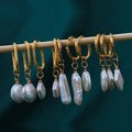 Titanium Steel Irregular Freshwater Pearl Earring Women Luxury Gold Plated Stainless Steel Baroque Pearl Drop Earrings