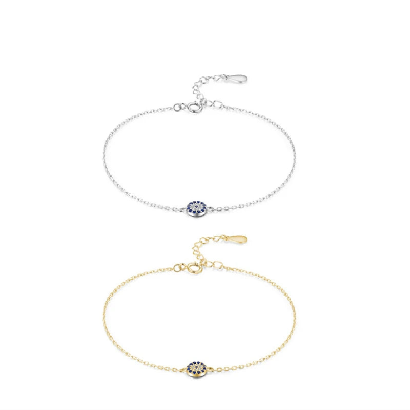 Daidan Silver Bracelets Women Minimalist Dainty Turkish Zircon Silver 925 Evil Eye Bracelet
