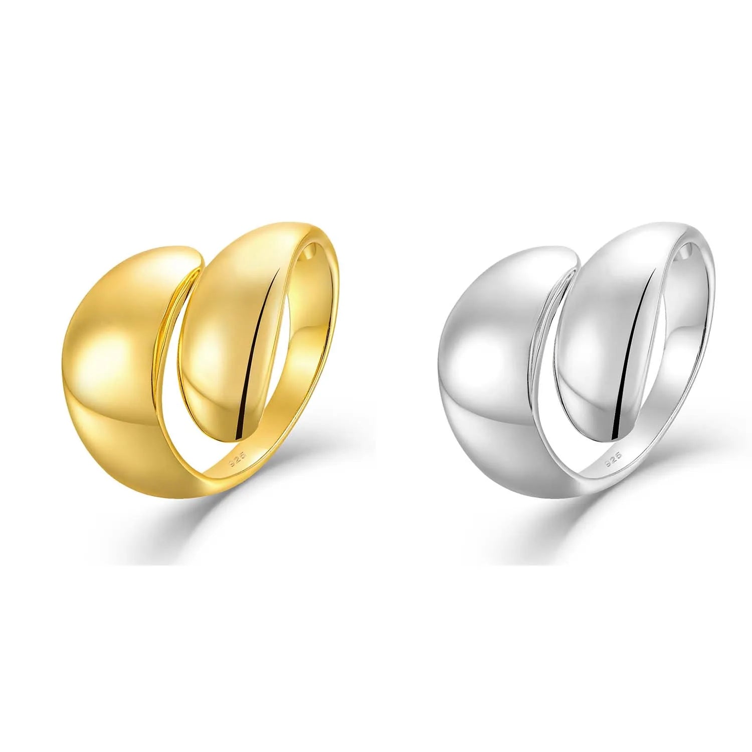 QX 18K Gold Plated Minimalist Luxury Fashion Fine Jewelry 925 Silver Rings for Women Mother's Day Wedding Band Gift